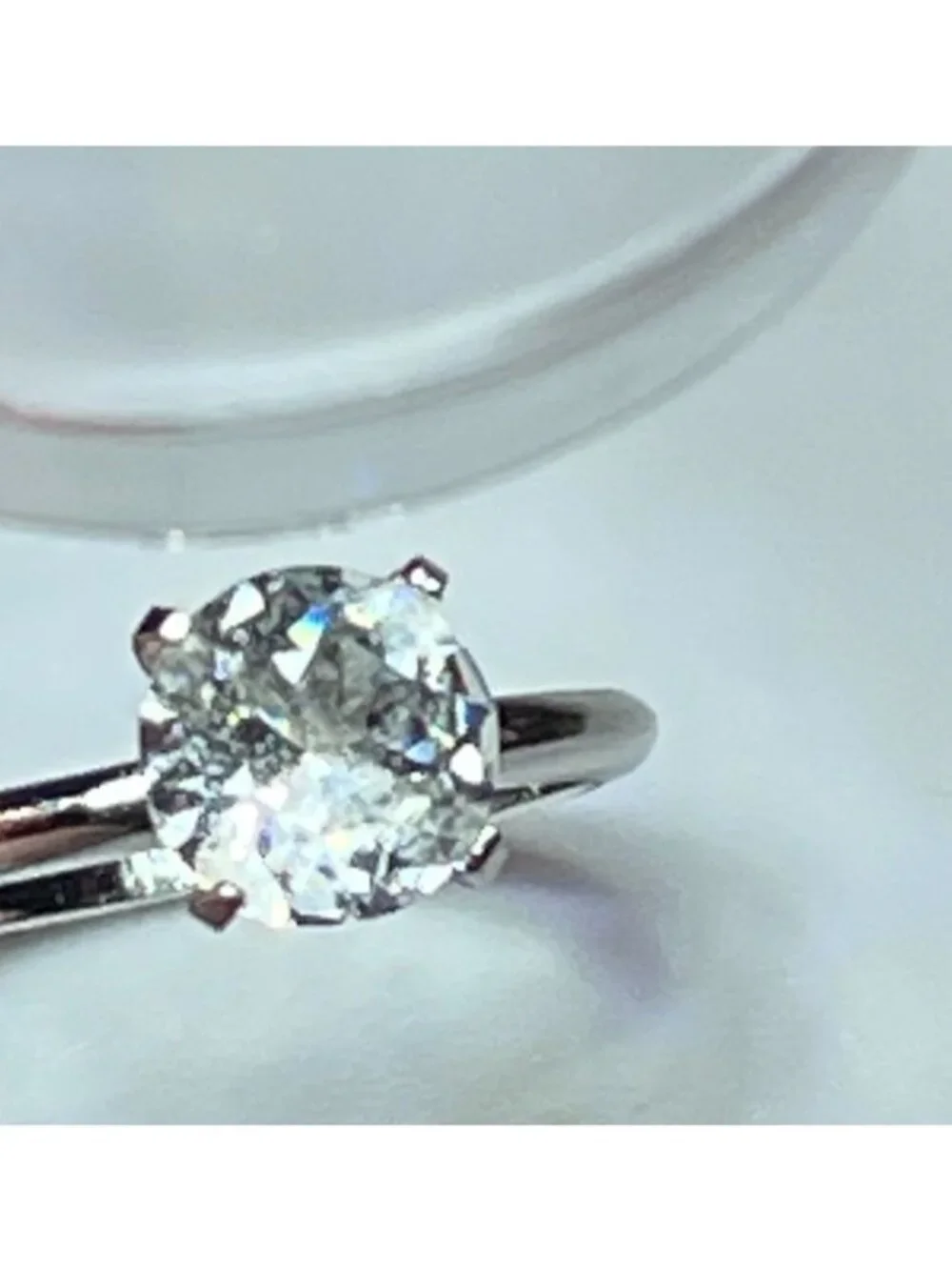 Vintage 80s Uncas White Metallic Solitaire Engagement Ring Women Size 6.75